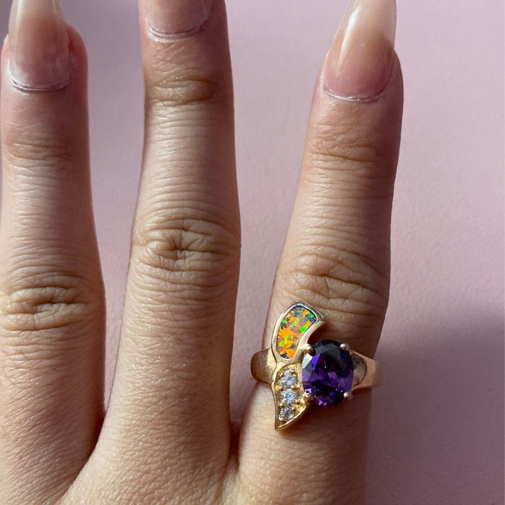925 Purple Diamond Ring